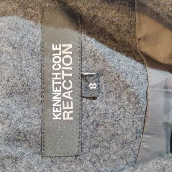 Kenneth Cole Reaction gray wool blend double breasted winter pea coat size 8 - Picture 7 of 11